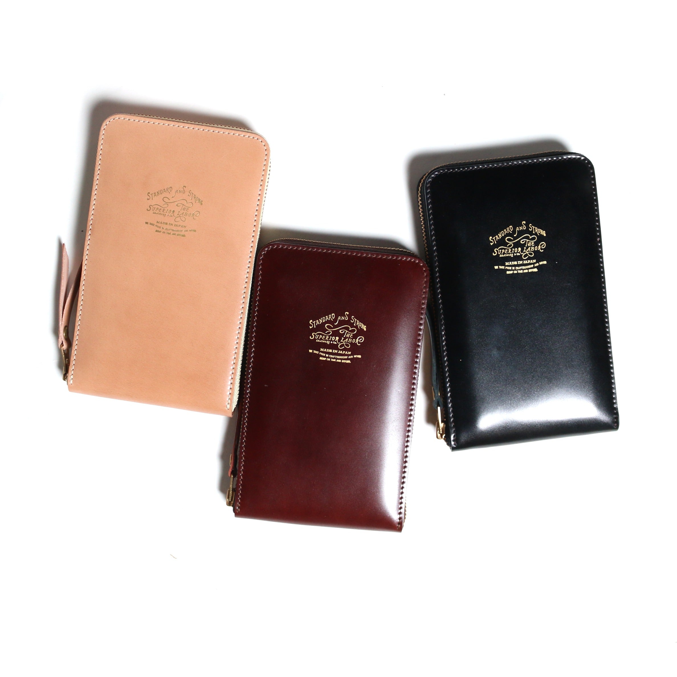SL0190 cordovan vertical zip wallet