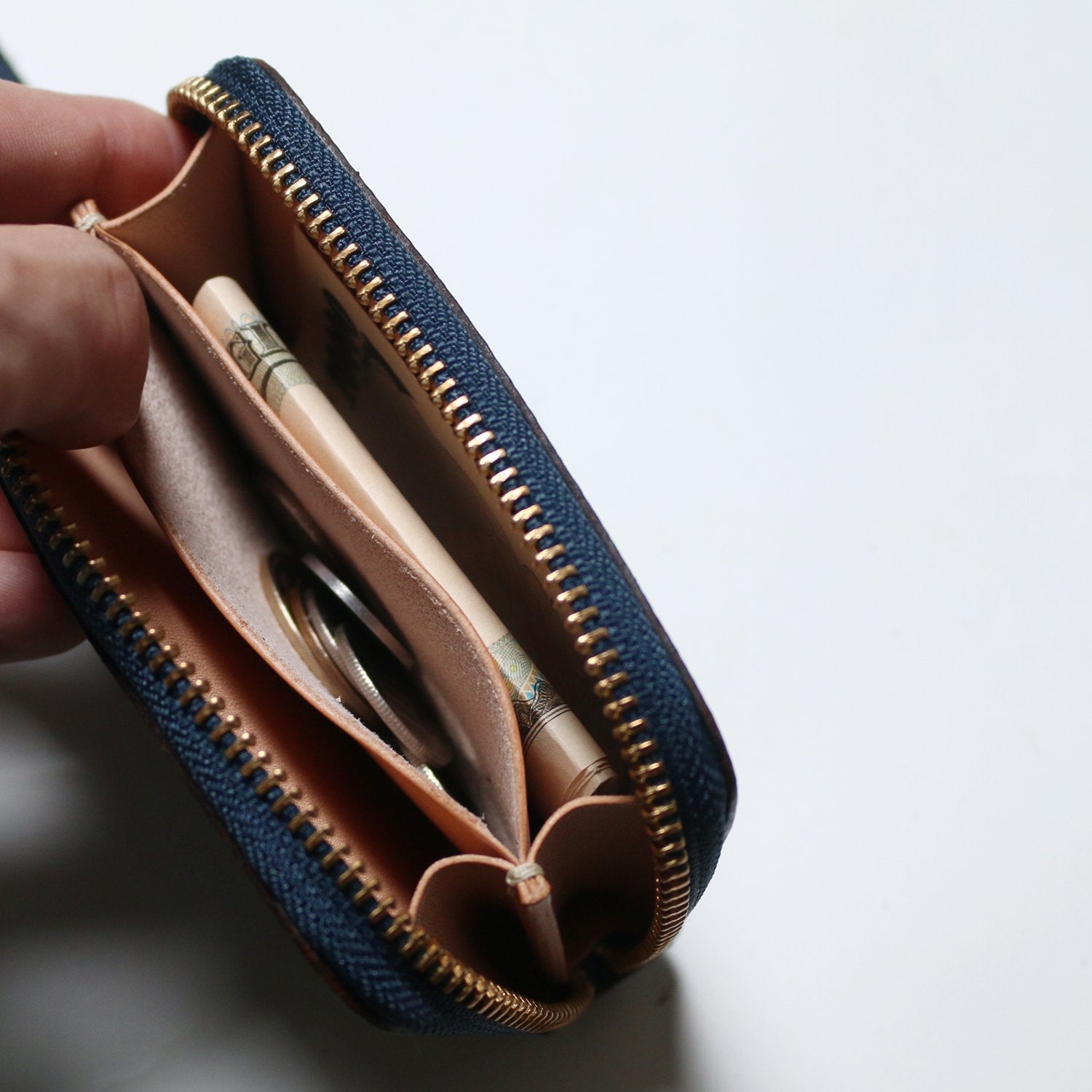 SL307 KUROZAN indigo zip small wallet