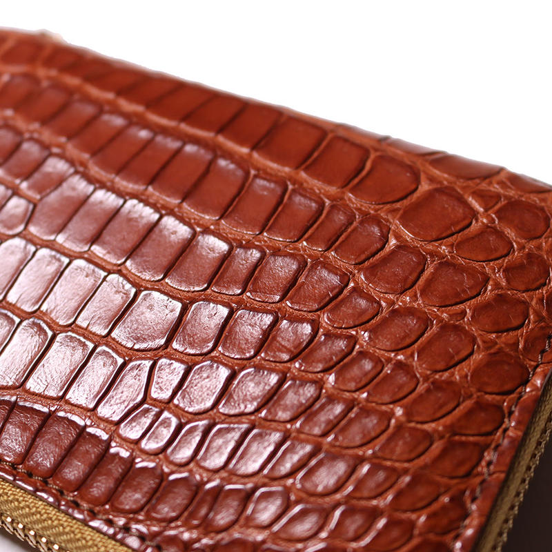 SL0331 crocodile zip middle wallet