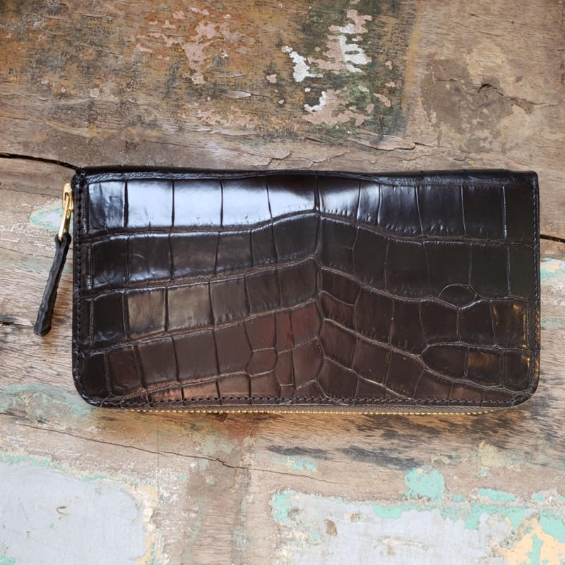 SL330 crocodile zip long wallet